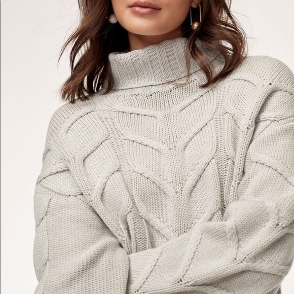 Artizia Wilfred Merino Wool Champeaux Sweater Size XXS Turtleneck Cableknit Grey - Picture 10 of 11